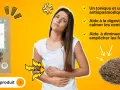 Une femme souffre de maux d'estomac. Le thym, aux nombreux bienfaits, est présenté comme une solution naturelle pour soulager les contractions et les gaz.