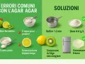 Erreurs courantes avec l'agar agar : ne pas faire bouillir, trop peu de poudre, fruits acides, longue conservation. Solutions : faire bouillir 1-2 min, dose 4-6 g/L, conserver au frais.
