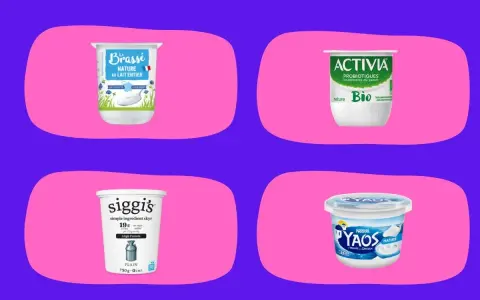 Quatre yaourts nature, dont Activia avec ses probiotiques et lactobacillus acidophilus, et un skyr Siggi's riche en protéines.