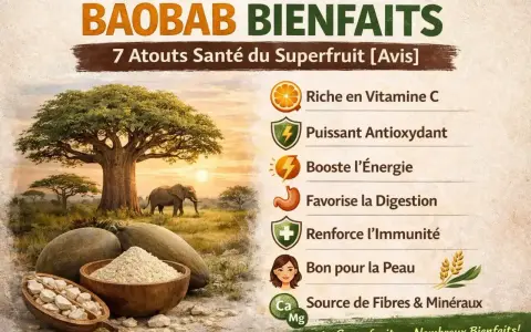 Poudre de baobab : découvrez ses nombreux bienfaits pour la santé, de la vitamine C à la digestion. Un superfruit aux atouts exceptionnels.