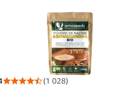 Poudre de racine d'Ashwagandha Bio, un super-aliment aux multiples bienfaits : sommeil, anti-stress, fertilité.