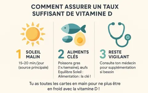 Soleil, aliments et médecin : les clés pour un bon taux de vitamine D. Profite du soleil malin pour ta vitamine D !