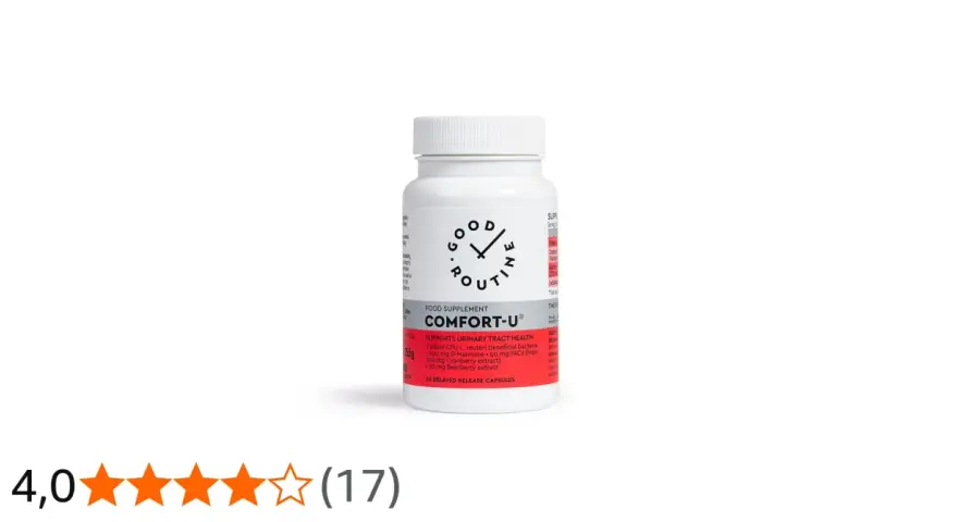 Bouteille de compléments alimentaires "Comfort-U" avec D-mannose et canneberge.