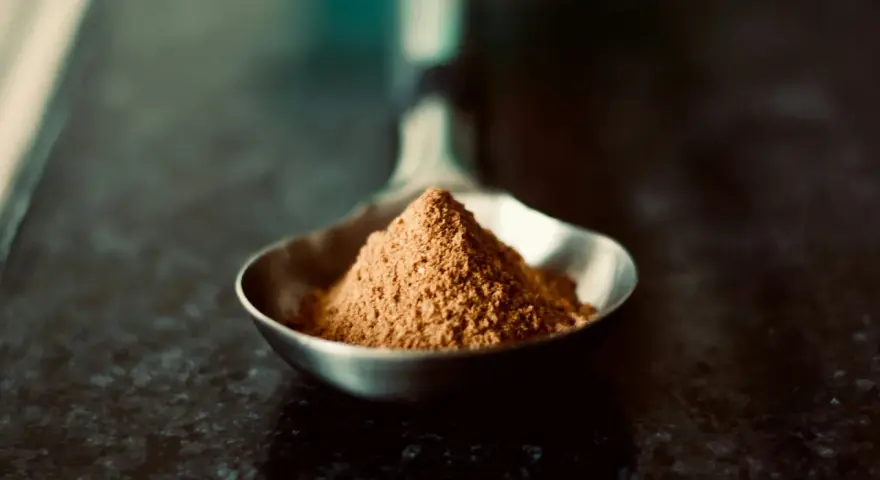 Cuillère remplie de sucre rapadura, un ingrédient naturel aux nombreux bienfaits pour la santé.